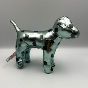 Victoria's Secret PINK Dog Mascot Plush Metallic Blue Green Black Polka Dots